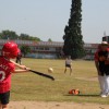 Juniors hitting in junior baseball sessions in summer 2013