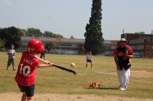 Juniors hitting in junior baseball sessions in summer 2013