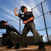 KISSIMMEE, FL - JANUARY 27:  A student makes a call in a simulated baseball game during the Jim Evans Academy of Professional Umpiring on January 27, 2011 at the Houston Astros Spring Training Complex  in Kissimmee, Florida.  Jim Evans was a Major League Umpire for 28 years that included umpiring four World Series.  Many of his students have gone on to work on all levels of baseball including the Major Leagues.  (Photo by Al Bello/Getty Images)